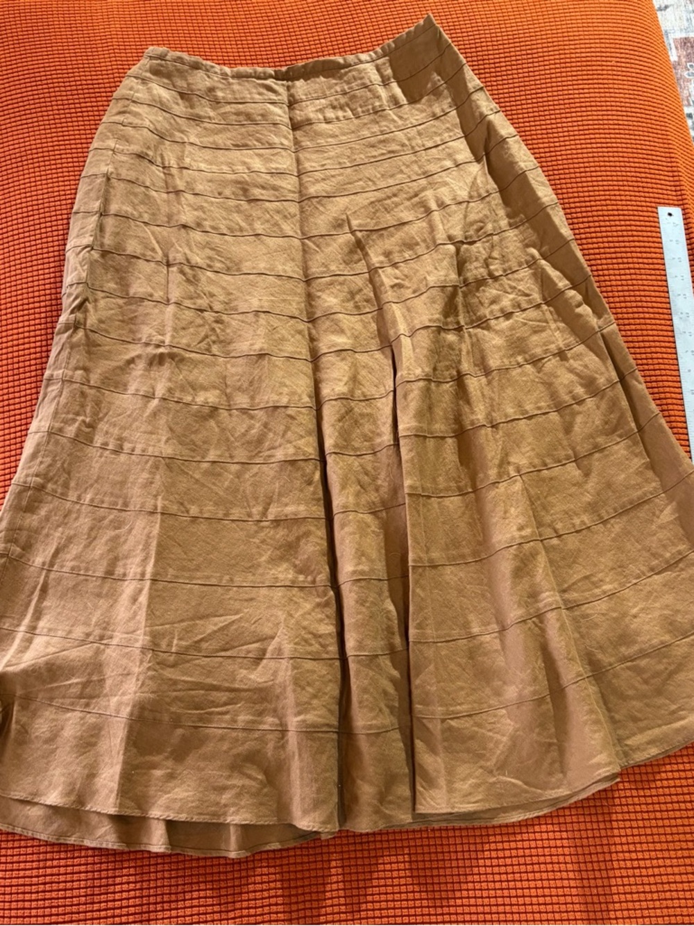 Soft Surroundings Tan Linen Lined A-Line Skirt Women’s L